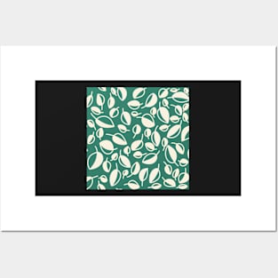 Minimalist Leaves on Green Posters and Art